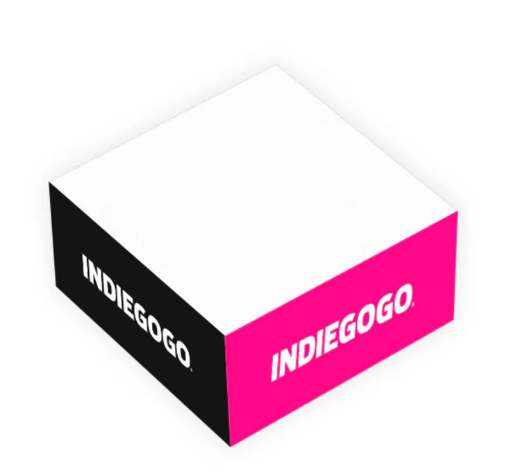 Indiegogo x Pinlord project logo displaying branding for custom merchandise and crowdfunding manufacturing partnership.