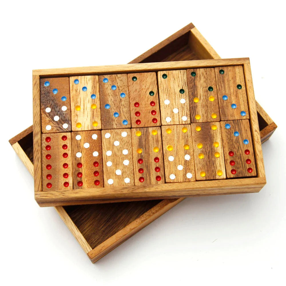Custom dominoes by Pinlord.com featuring personalized designs on standard domino game pieces.