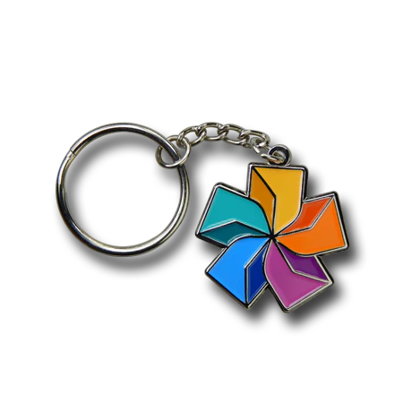 Close-up of custom pins from Pinlord.com, showcasing detailed designs and vibrant colors on a white background.