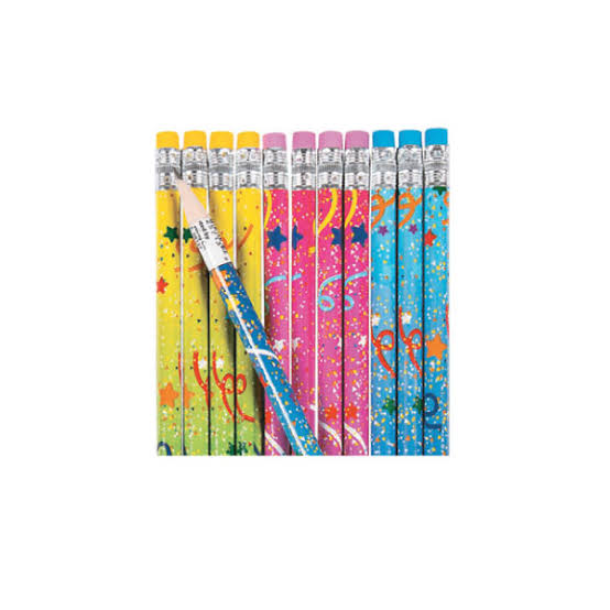 Custom printed pencils by Pinlord.com with personalized designs, featuring colorful graphite cores and branded wooden bodies.