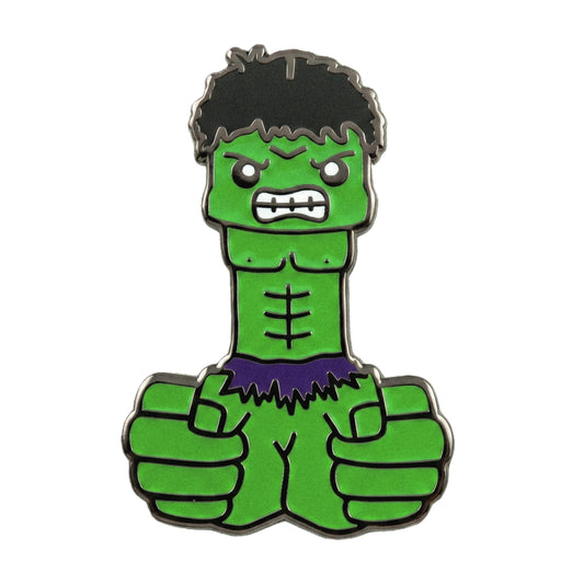 Adult enamel pin titled "The Incredible Bulk" featuring a humorous, colorful design on a metal pin backing.
