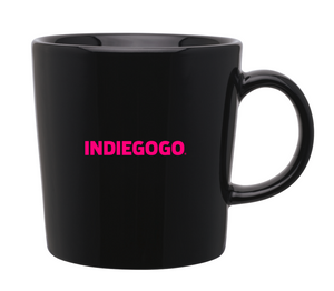 Screenshot of Indiegogo custom merchandise and manufacturing project page showcasing crowdfunding success and branding.