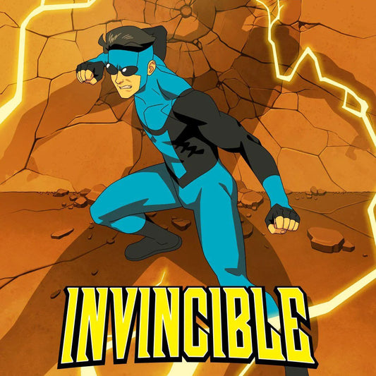 Image of Invincible custom fan merchandise featuring superhero-themed designs from the Invincible x Pinlord project.