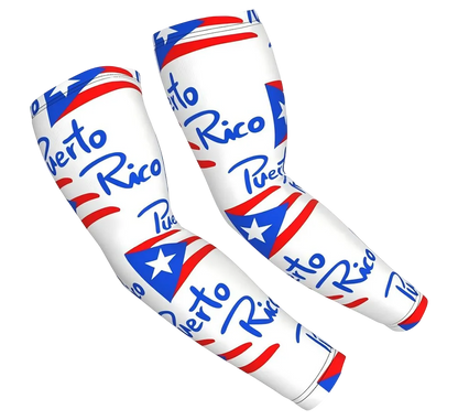 Pair of custom black arm sleeves from Pinlord.com, featuring a snug fit and stylish design for sports or casual wear.