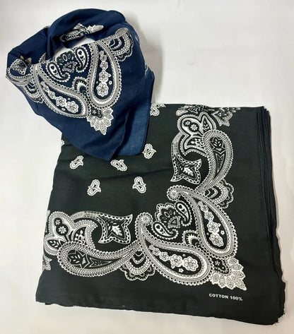 Custom human-themed bandanas by Pinlord.com featuring unique designs, made from soft fabric, styled for casual wear.