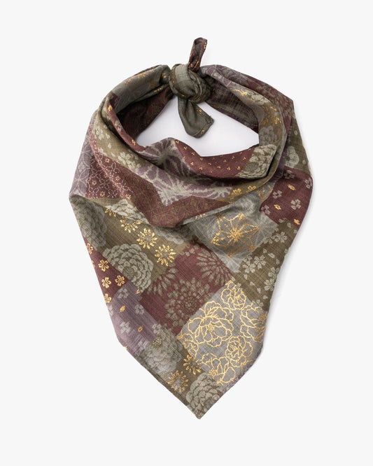 Custom bandana featuring a free design template from Pinlord.com, showing a colorful, patterned fabric with intricate bandana details.