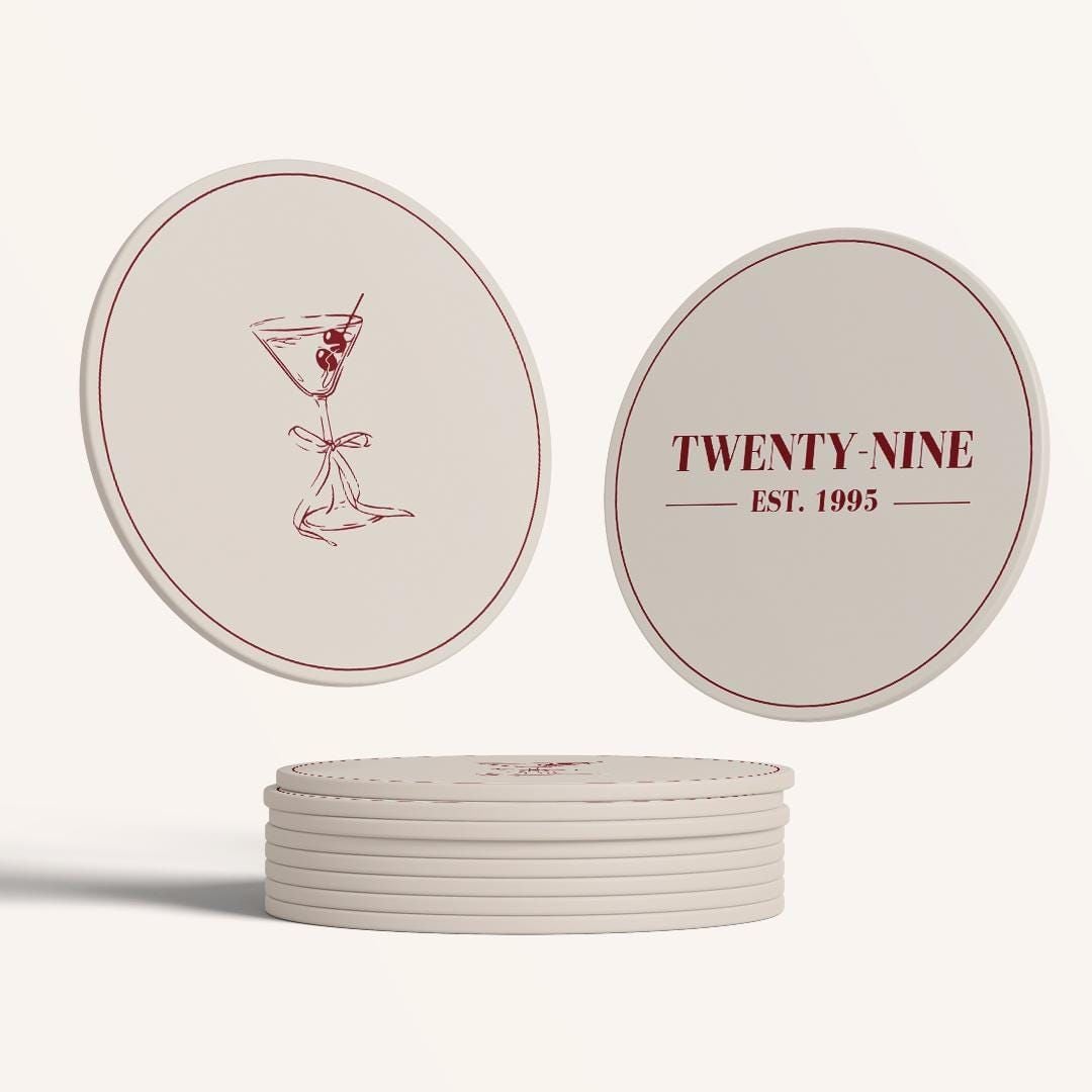 Custom drink coasters featuring unique designs, perfect for protecting surfaces and adding style to your space.