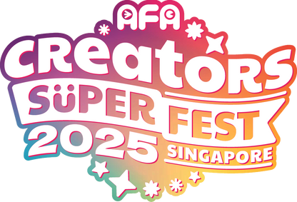 Logo for AFA Creators Super Fest 2025 convention, featuring the Pinlord.com branding and colorful event graphics.