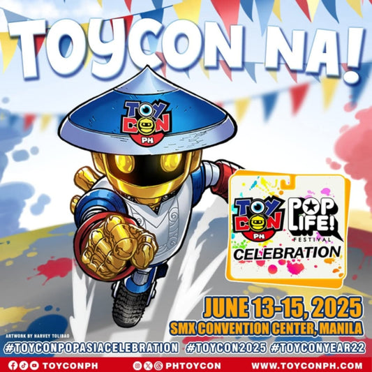 ToyCon PH Pop Life Celebration 2025 convention poster featuring colorful event branding and artwork for Pinlord.com