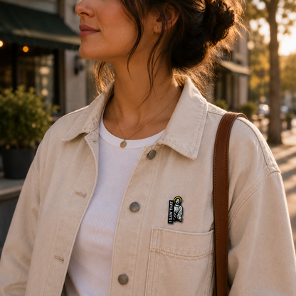 Faith Over Fear enamel pin from Pinlord.com featuring a colorful design on a metal pin with a bold message.
