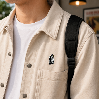Faith Over Fear enamel pin featuring bold design and sparkling accents, perfect for accessorizing jackets or backpacks.