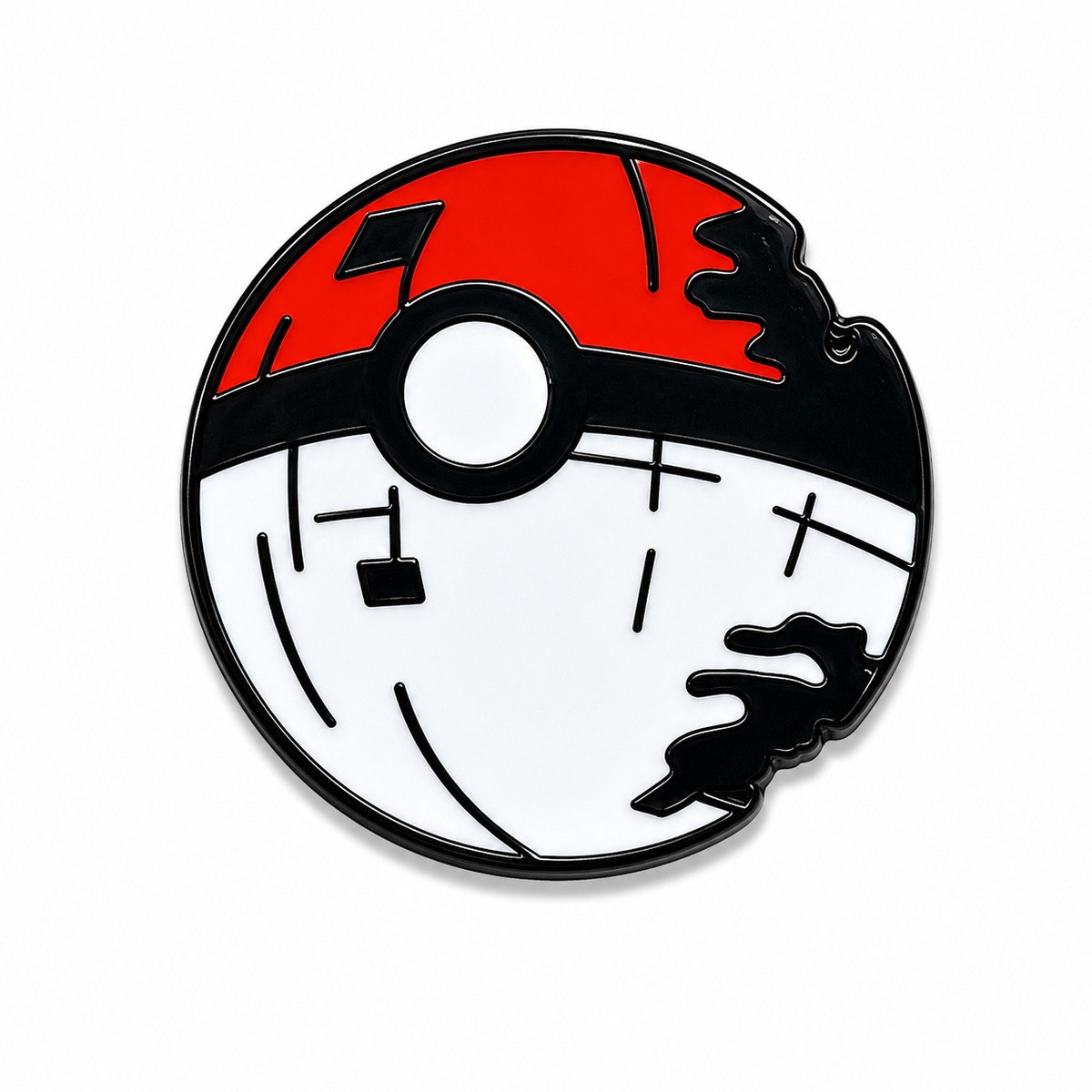 Shadow Ball Trainer's Quest enamel pin featuring a dark, shadowy design with a circular shape and detailed artwork.