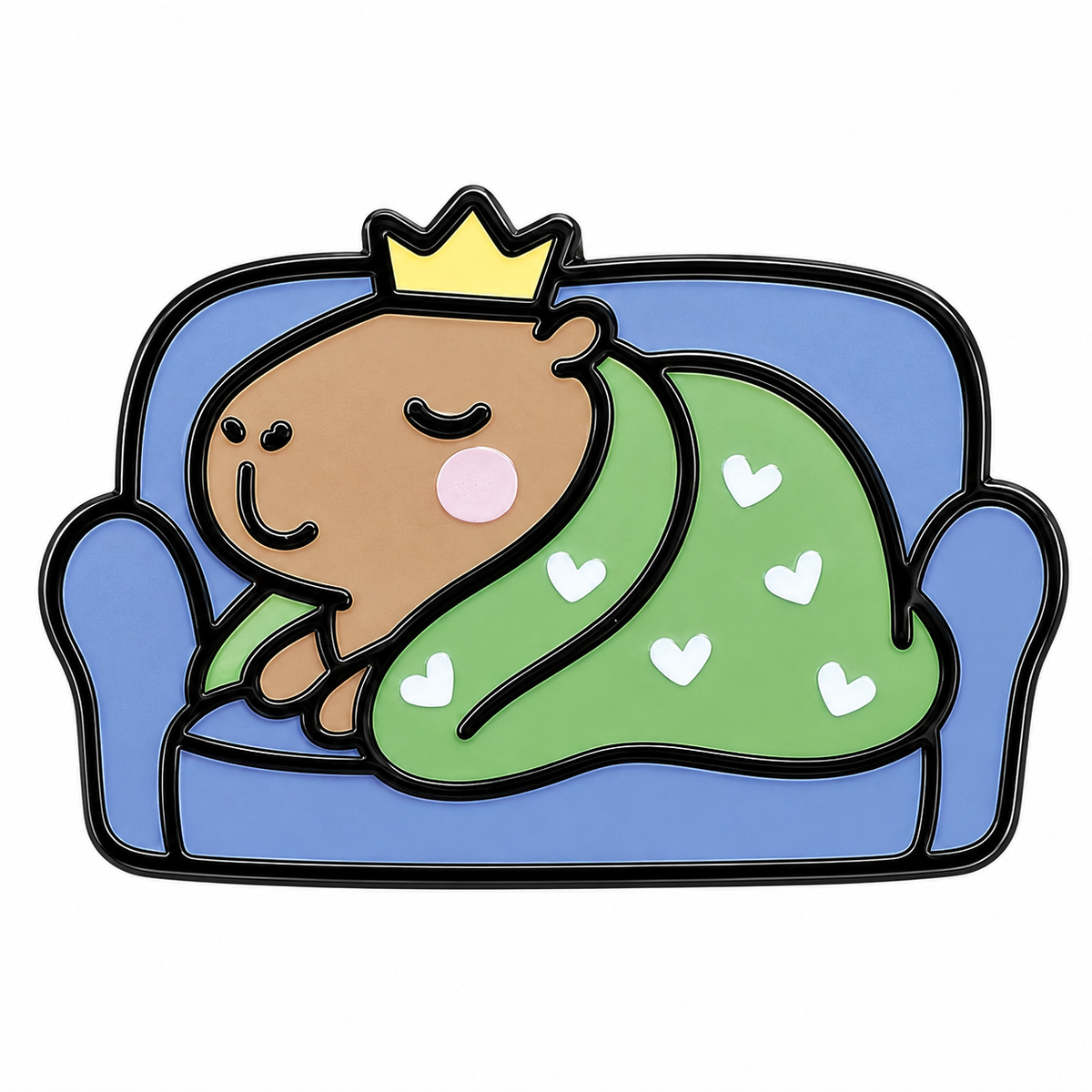Sleepy Capybara enamel pin by Pinlord.com featuring a cute, sleeping capybara with closed eyes and relaxed expression.