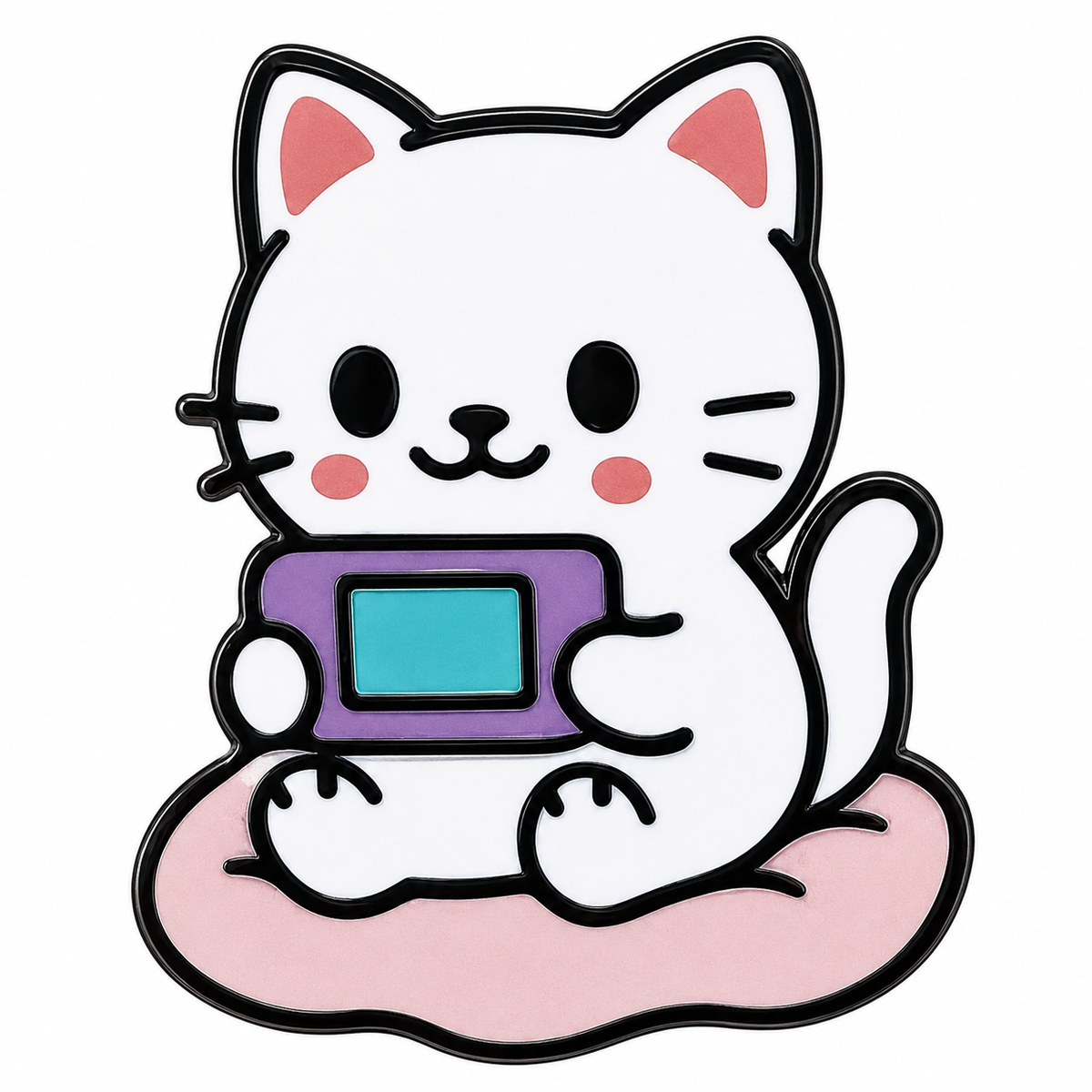Tech Cat enamel pin featuring a cute cat design with tech-inspired details, perfect for accessorizing clothing or bags.