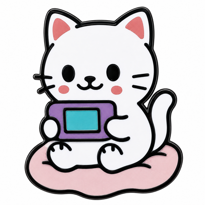Tech Cat enamel pin featuring a cute cat design with tech-inspired details, perfect for accessorizing clothing or bags.