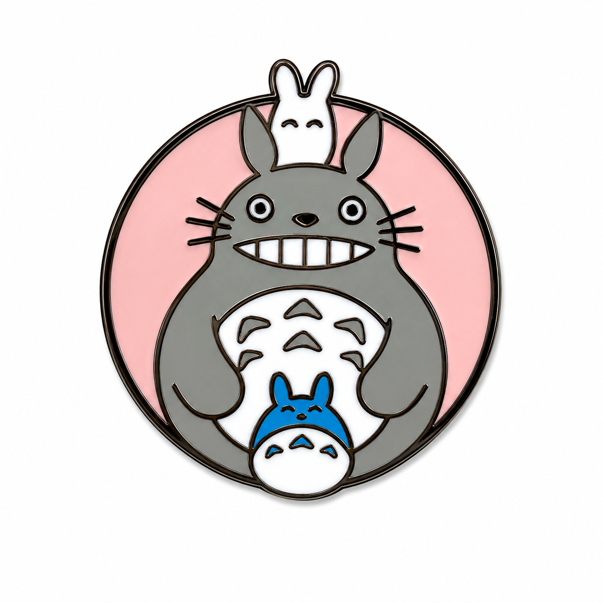 Cute Totoro enamel pin from Pinlord.com featuring a detailed green and gray design on a metal backing.