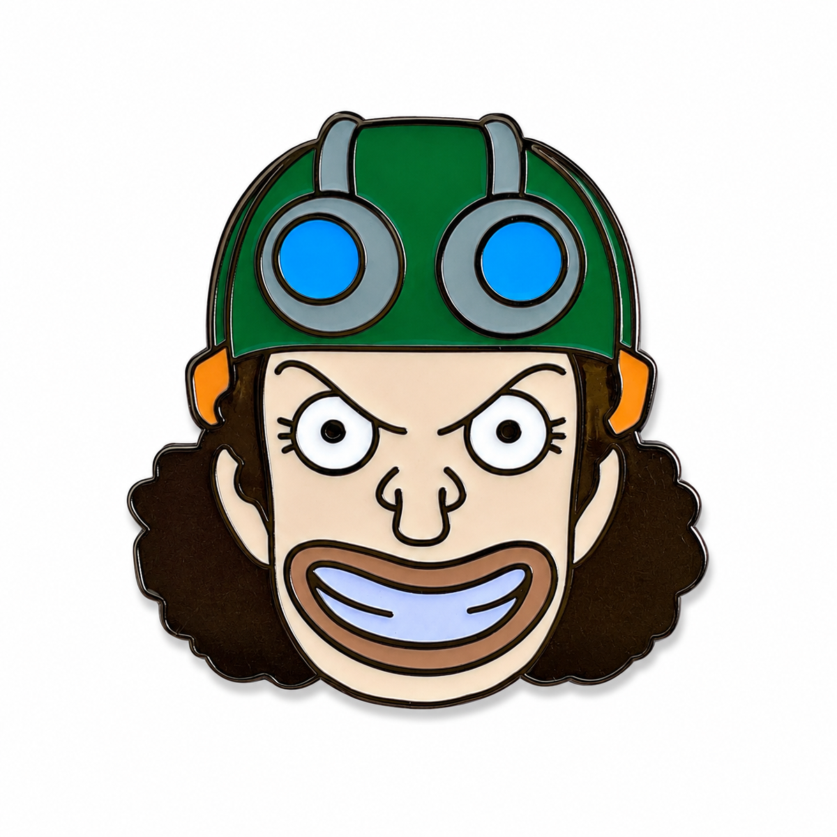 Usopp enamel pin featuring a detailed cartoon depiction of the One Piece character, with colorful design and metallic accents.