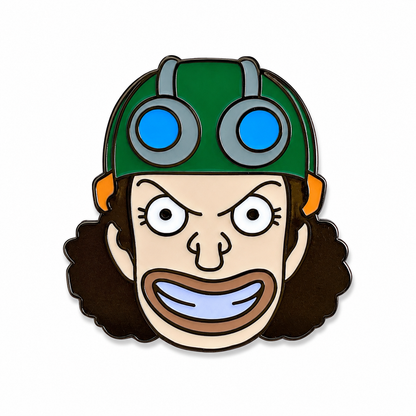 Usopp enamel pin featuring a detailed cartoon depiction of the One Piece character, with colorful design and metallic accents.