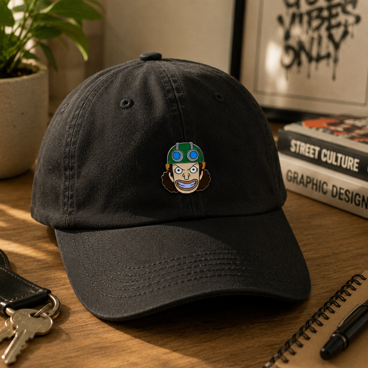 Colorful Usopp enamel pin from Pinlord.com featuring his signature look and playful expression, perfect for fans and collectors.