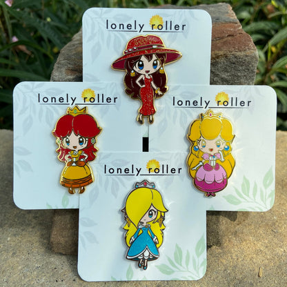 Custom enamel pins by Pinlord.com featuring colorful, detailed designs on high-quality metal for unique accessories.