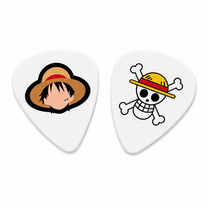 White ON3.P/ECE Monkey guitar pick by Pinlord.com featuring a detailed monkey design, ideal for electric or acoustic guitar players.