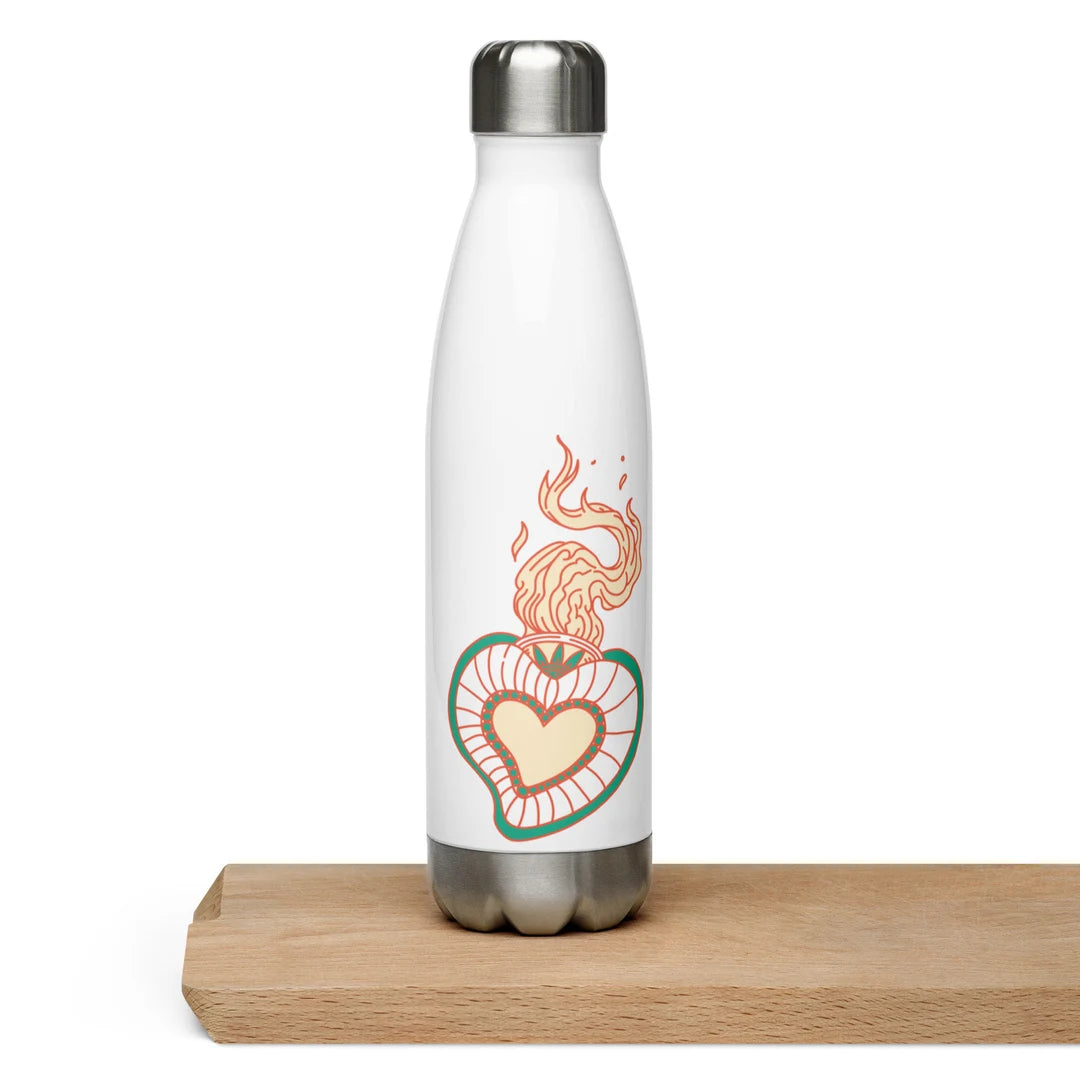 Custom insulated bottle by Pinlord.com, showcasing a sleek stainless steel design with a screw-on lid and vibrant color options.