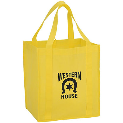 Image of a 4imprint manufacturer tote bag featuring the Pinlord.com brand logo, made of durable material with sturdy handles.