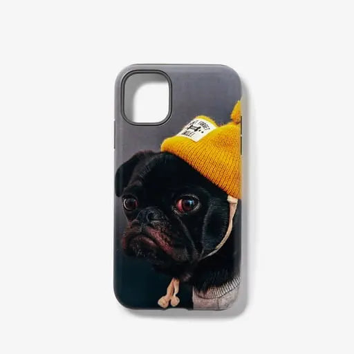 Custom gelato-themed phone case by Pinlord.com with colorful ice cream illustrations on a clear background.