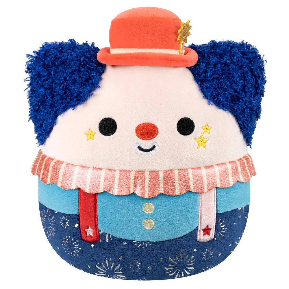 Colorful clown figure from Jazwares Review collection, showcasing a playful design and vibrant costume details.