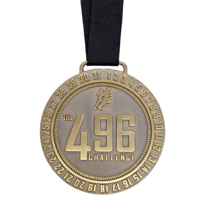 Large custom die-struck medal for running by Cooper, featuring detailed design and metallic finish, suitable for sports awards.