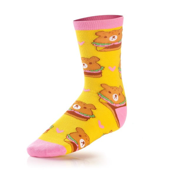 Cute knitted bear socks by Cooper, featuring soft fabric and adorable bear design, perfect for cozy wear.