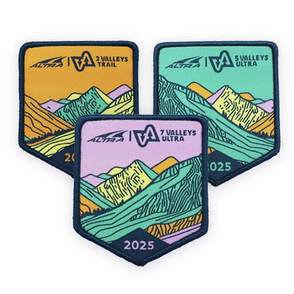 Woven cloth badge featuring an adventure outdoor design, made by Cooper, suitable for outdoor gear and clothing.