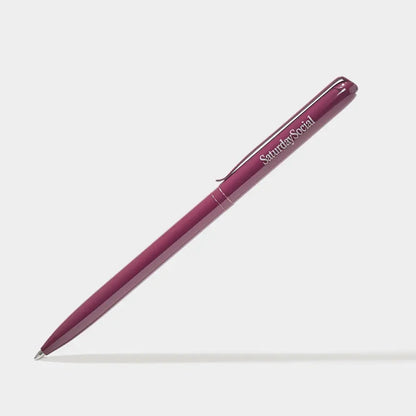 Close-up of a Pinlord.com MOO Review manufacturer pen with a sleek black design and detailed branding on the cap.