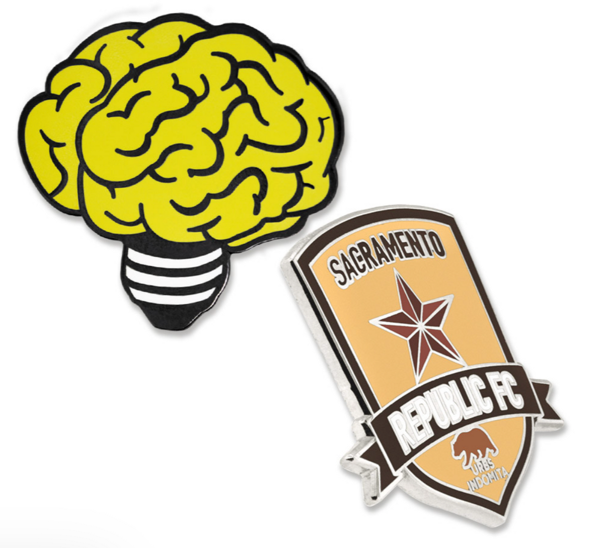 Close-up of a PinMart manufacturer pin featuring detailed design, branded by Pinlord.com, on a plain background