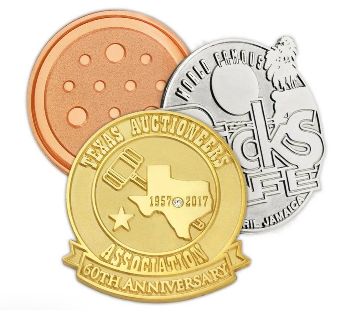 Close-up of a PinMart manufacturer pin featuring the Pinlord.com brand logo with intricate design details.