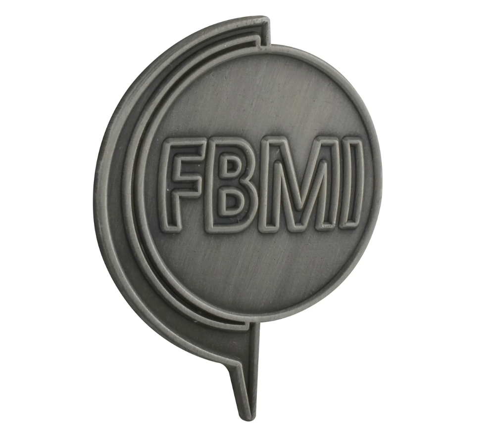 Close-up of Pins Fast Review manufacturer pins featuring the Pinlord.com logo and detailed metal craftsmanship.