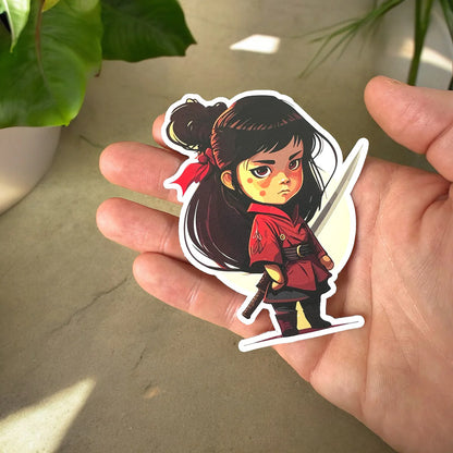 Custom-shaped sticker featuring vibrant colors and detailed design, produced by Pinlord.com manufacturer for the Enamel Pin Factory Review.