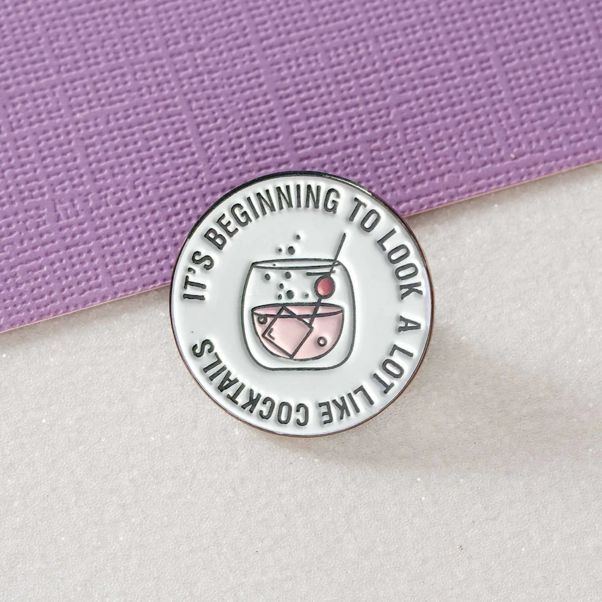 Colorful enamel pins featuring cocktail designs from Pinlord.com, showcasing vibrant, detailed cocktail-themed enamel pin collection.