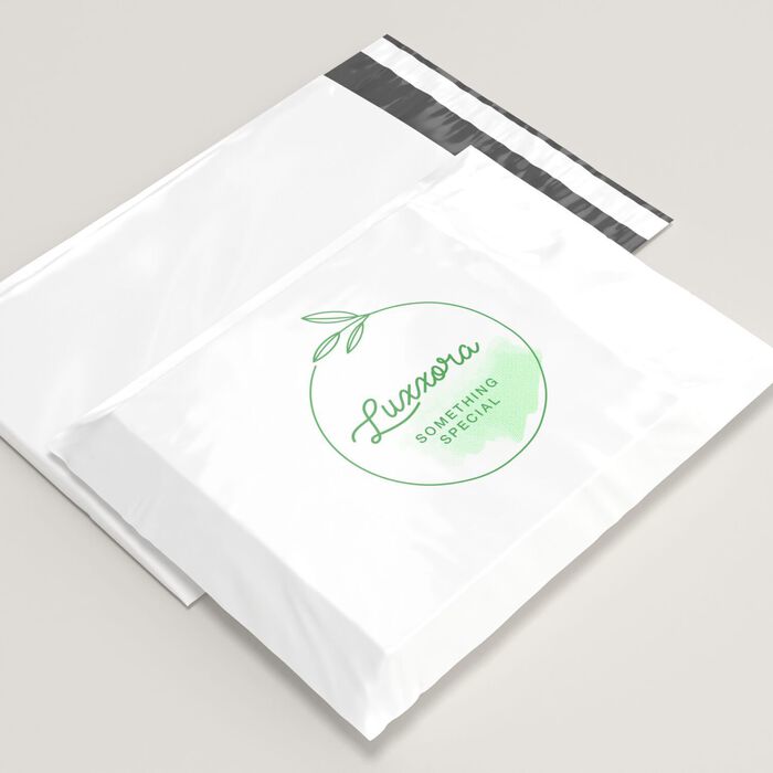 Poly Mailers by Pinlord.com from UPrinting Review, showing durable, customizable shipping envelopes with self-adhesive closures.