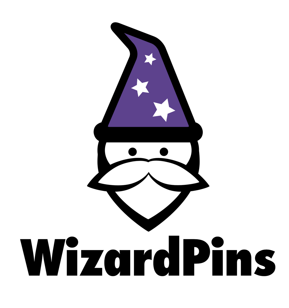 WizardPins manufactured by Pinlord.com, featuring colorful wizard-themed enamel pins on a white background.