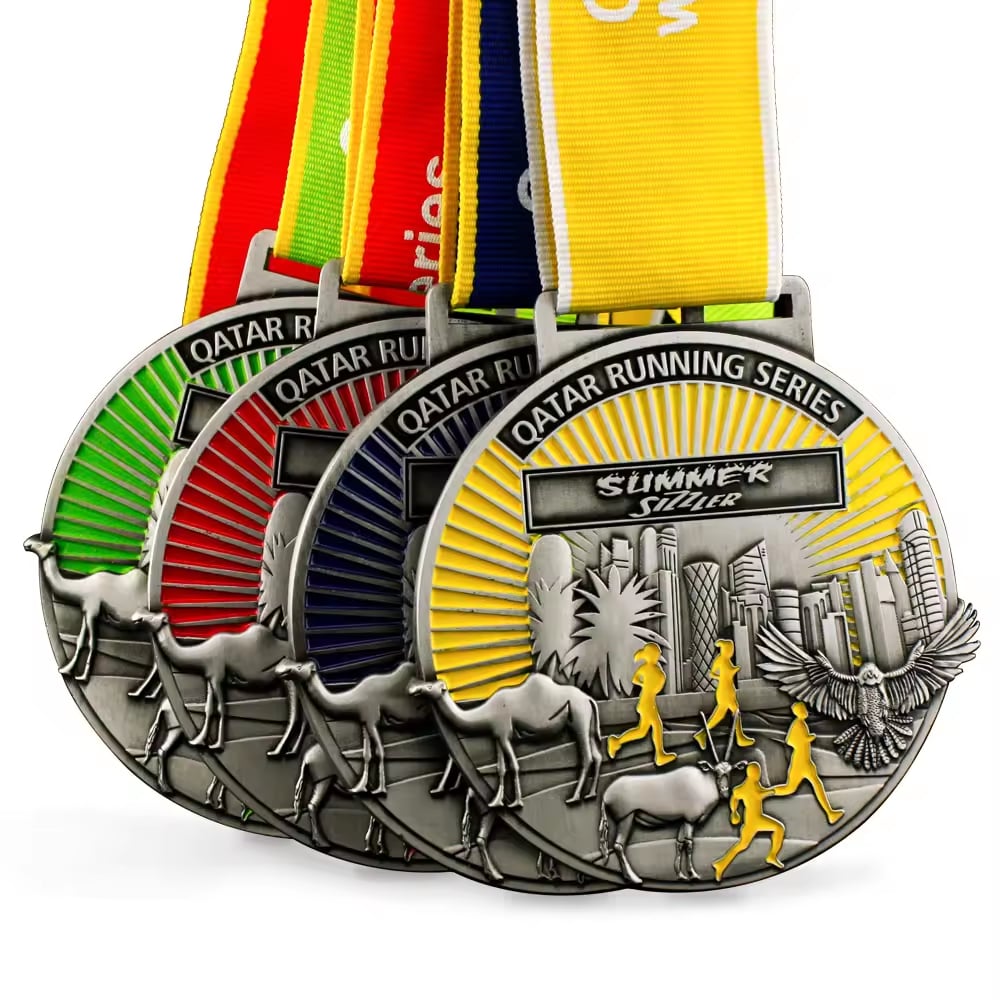 Custom medals from Pinlord.com featuring intricate designs and personalized engraving for awards and recognition ceremonies.