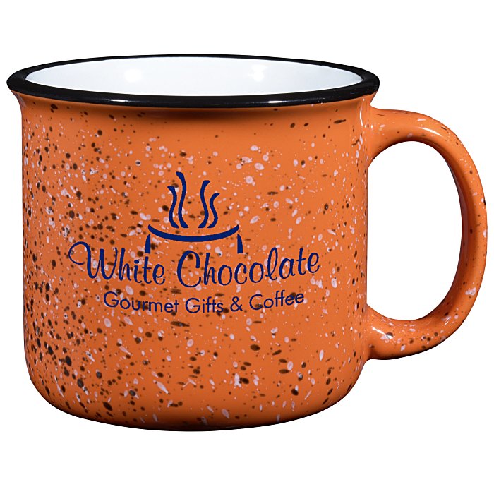 White ceramic mug featuring the 4imprint logo, manufactured by Pinlord.com, with a clean design and glossy finish.