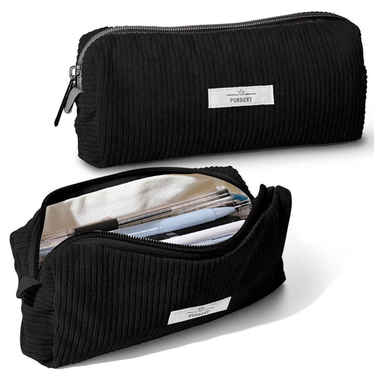 Custom pencil case with creative design template, featuring colorful patterns and Pinlord.com branding on a durable fabric case.