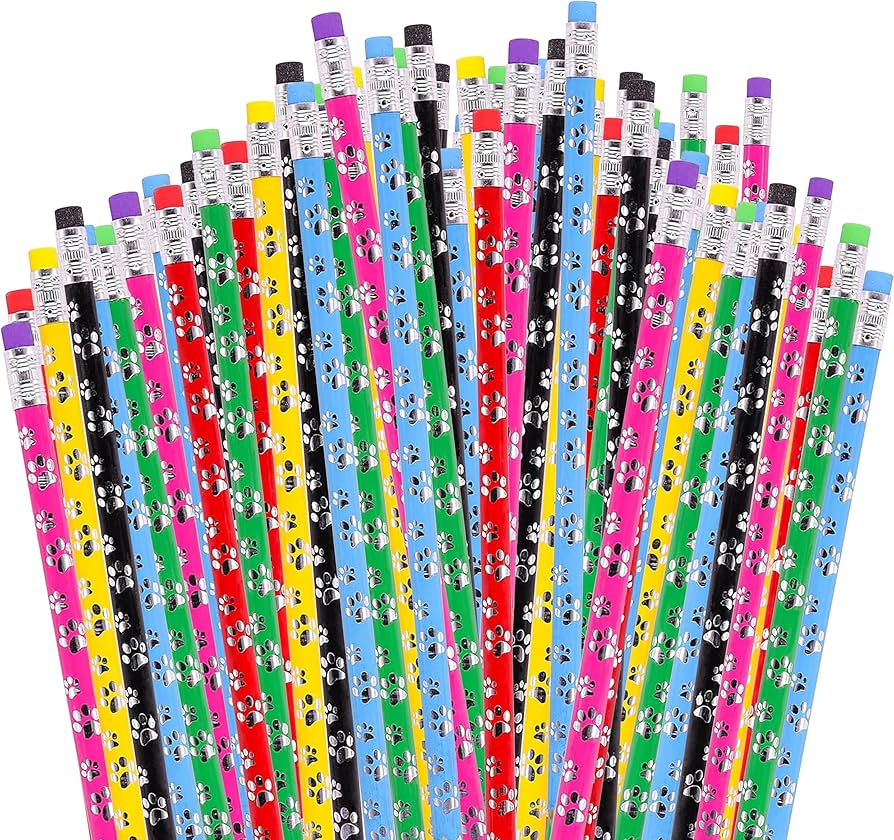 Custom pencils featuring the Pinlord.com brand logo, with colorful designs and sharpened tips ready for use.