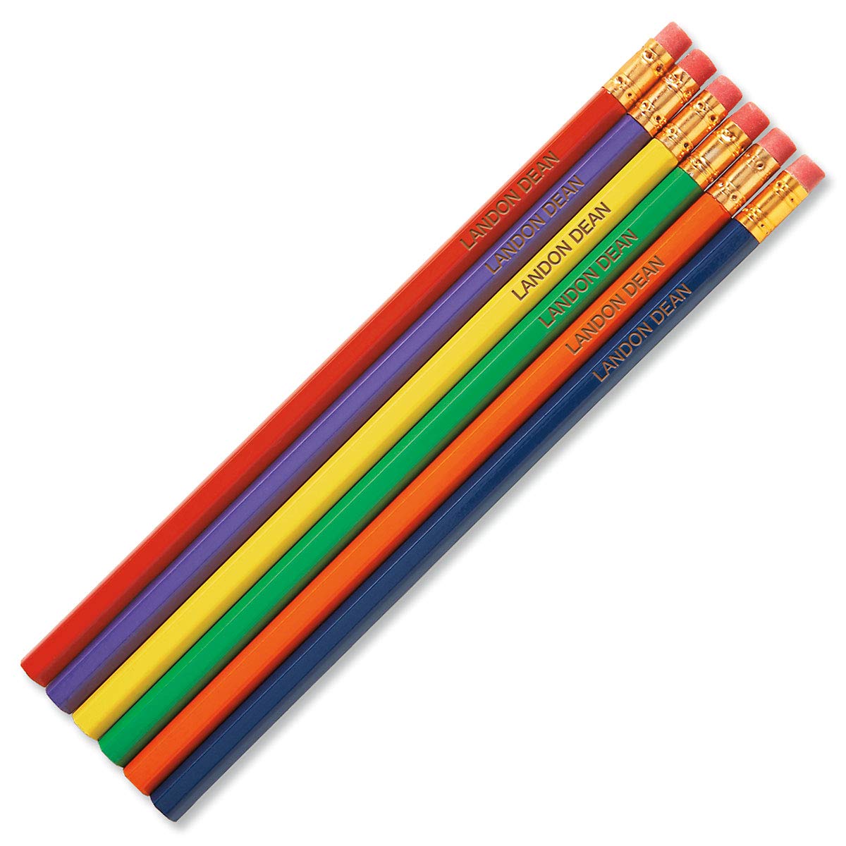 Custom pencils with personalized designs from Pinlord.com, featuring colorful wooden pencils on a white background.