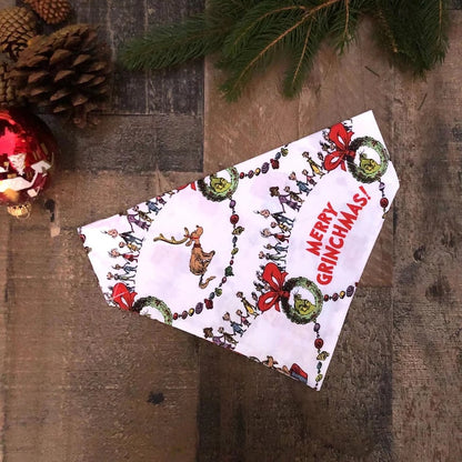 Colorful custom pet bandanas by Pinlord.com featuring playful patterns on soft fabric for pets.