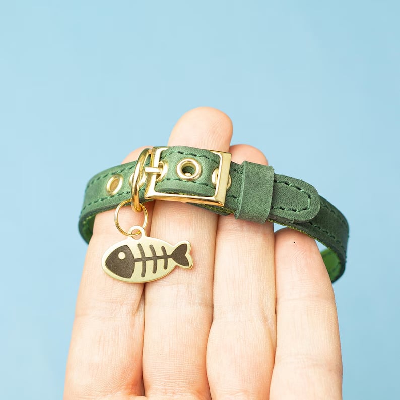 Custom pet collar by Pinlord.com with personalized design, adjustable strap, and durable hardware for dogs or cats.