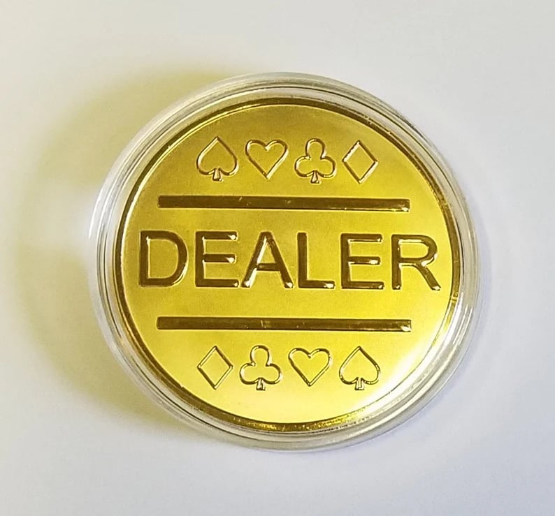 Set of custom poker chips with unique designs, featuring colorful patterns and game-themed details from Pinlord.com.