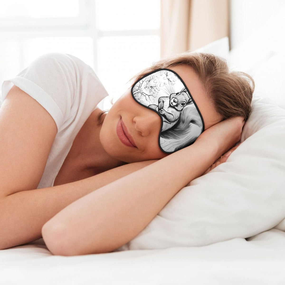 Custom sleeping mask by Pinlord.com featuring soft fabric and adjustable straps for comfortable, personalized sleep comfort.