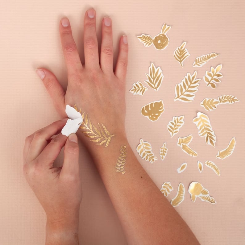 Custom temporary tattoo design featuring intricate patterns and vibrant colors, ideal for personalized body art.